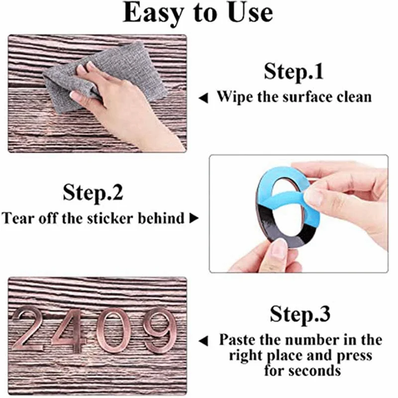 3D 0-9 Ziffern Zimmer Tor Nummer Gebäude Tür Adresse Wohnung Boden Hotel Nummer Aufkleber Platte Haus Nummer einfache Installation