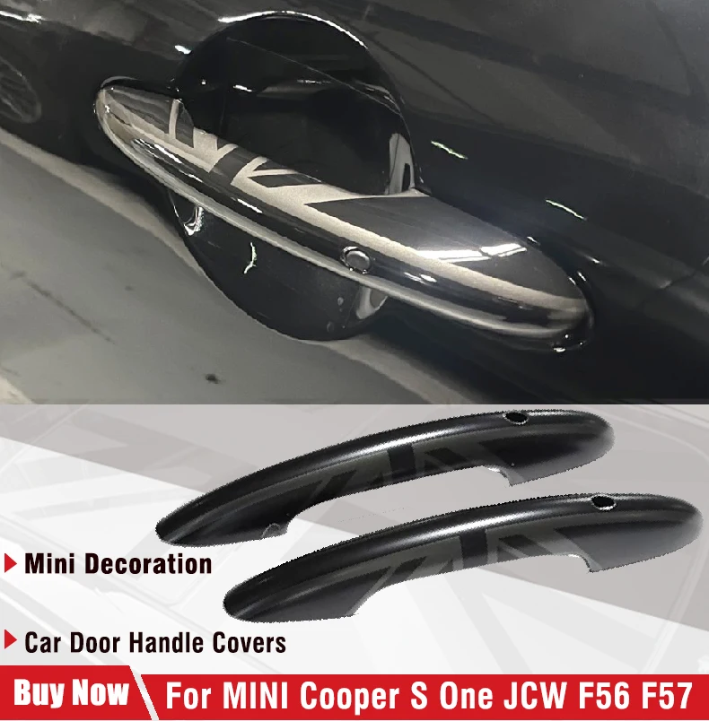 2 pezzi in set la bandiera nera maniglia della porta copertura adesivo trim per MINI Cooper S JCW F56 F57 auto-styling parti esterne accessori