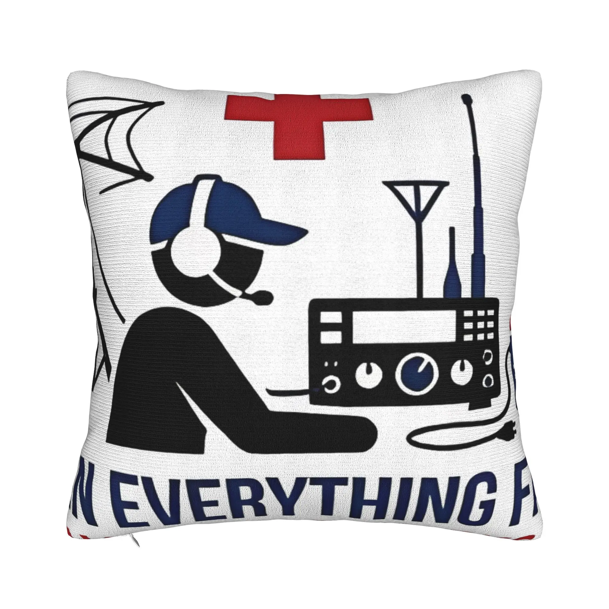 When Everything Fails Ham Radio Works Winter Holiday Farmhouse Home Deco ham radio Pillow Cover Zipper Closure