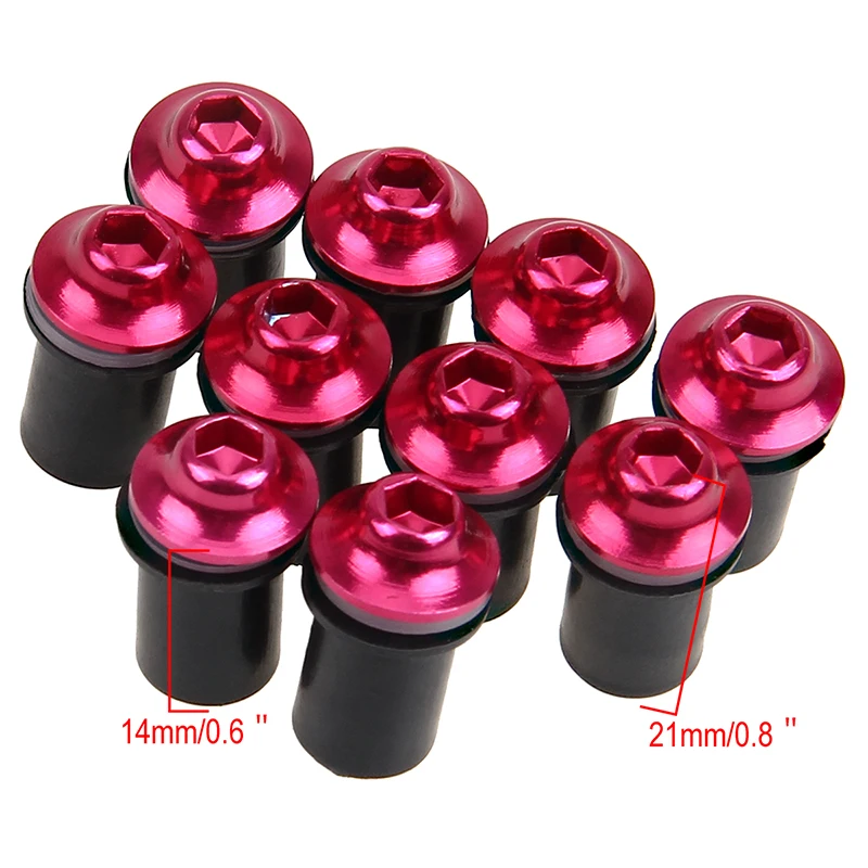 10개 알루미늄 오토바이 페어링 나사 볼트 키트 바디 패스너 오토바이 윈드스크린 윈드실드 나사 너트 볼트