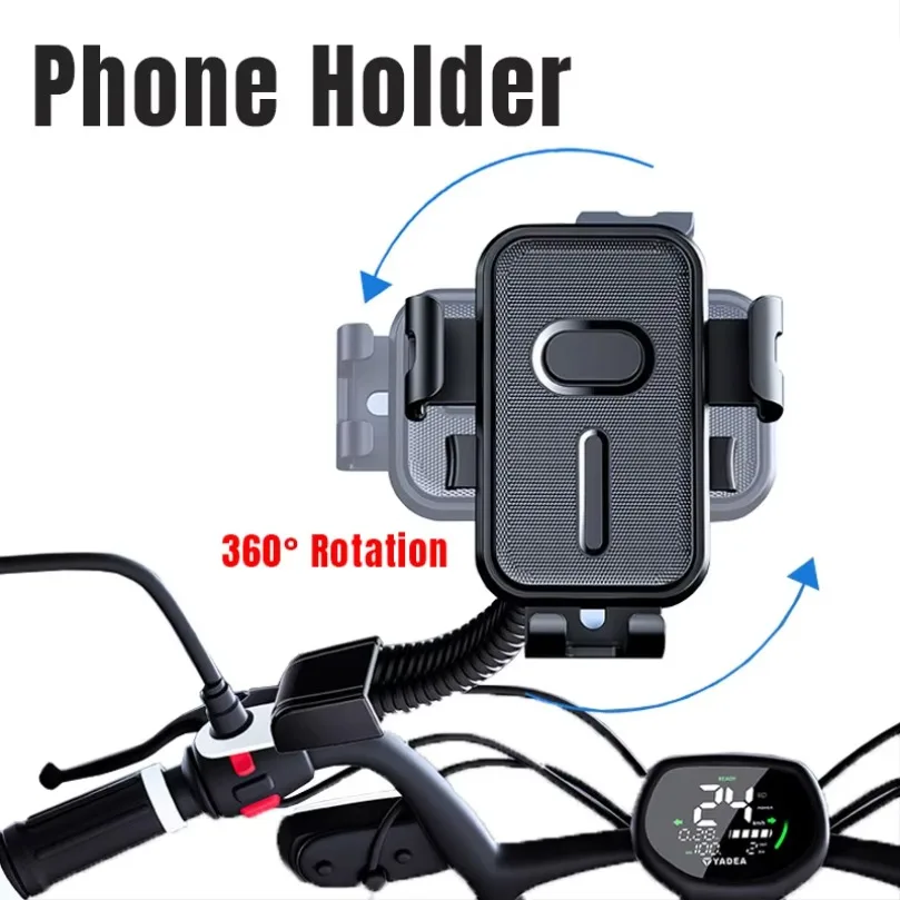 360°Rotatable Bike Motorcycle Cell Phone Stand Universal Handlebar & Rearview Mirror Mount Holder for iPhone Samsung Xiaomi