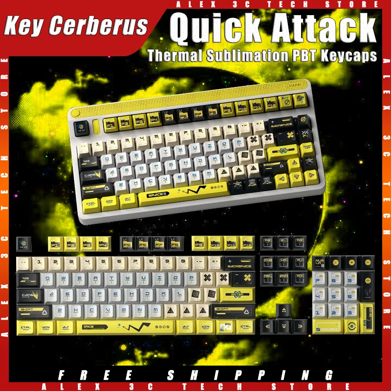 

Key Cerberus Quick Attack Mechanical Keyboard Keycap PBT Thermal Sublimation Original Factory Height Keycap Pc Gamer Accessories