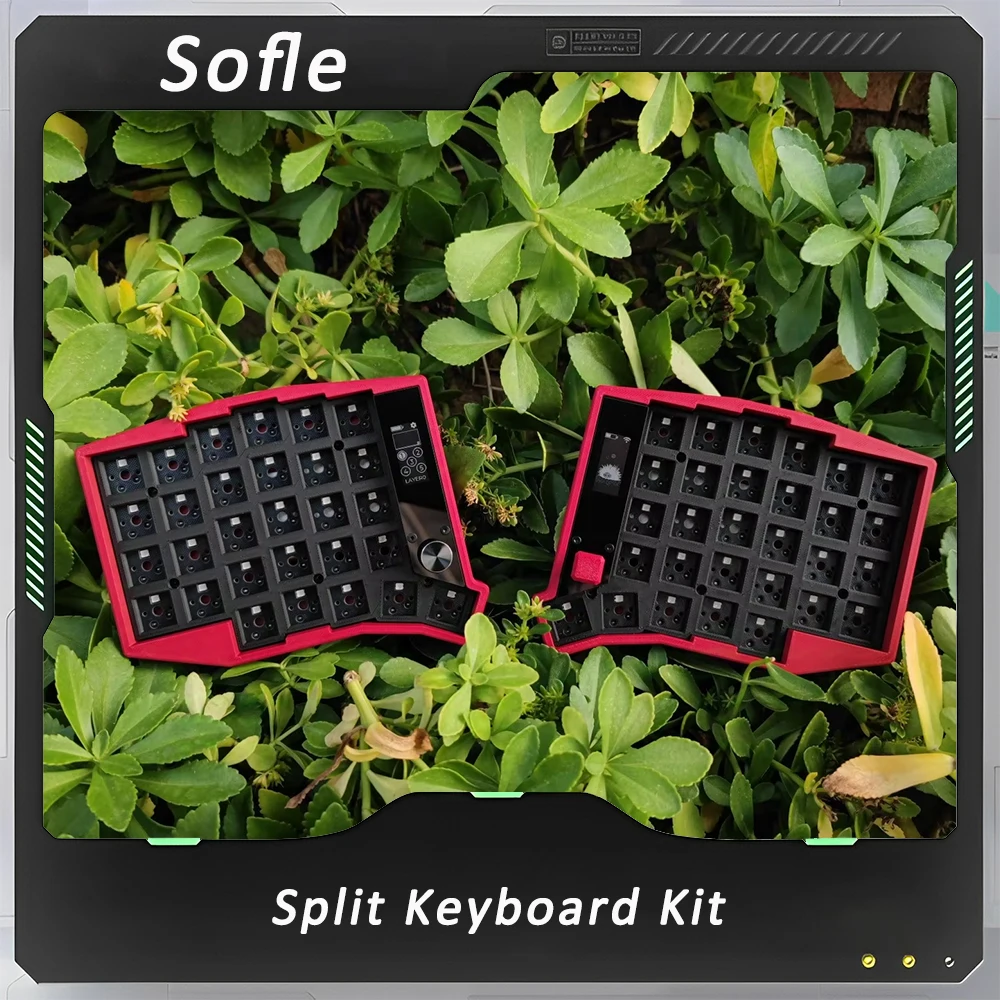 Sofle Split Keyboard Kit Dual Mode Bluetooth 2.4G Wireless Split Keyboard Kit Customized 58 Keys Hot Swap with Screen Knobs ZMK