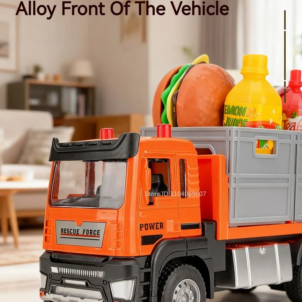 1:32 نماذج لعبة مركبة نقل الفواكه والخضروات المعدنية دييكاست حاوية الشاحنات لعبة الهندسة نموذج سيارة حلية للأولاد #4