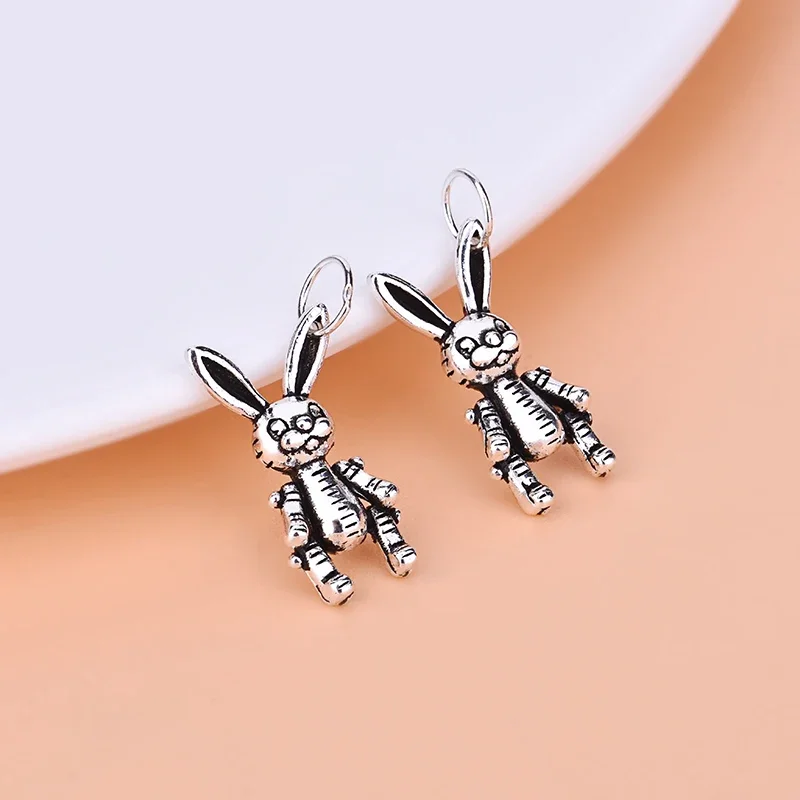 925 Sterling Silver Thai Silver Rabbit  Lucky Pendant for Jewelry Making Handmade Beading Fittings