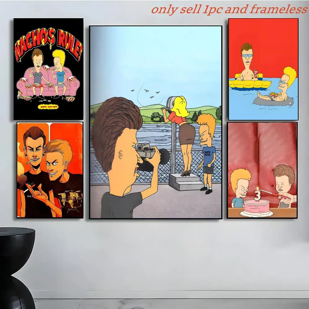 Cartoon Anime B-Beavis and Butt-Head 2 Poster Poster painting with prints Home bedroom living room decoration gift