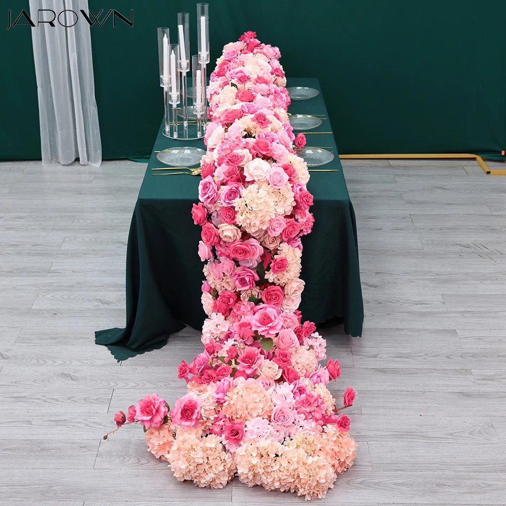 Pink Red Series Rose Hydrangea Floral Arrangement for Wedding Party Event Backdrop Decoration Customized Long Table Flowers