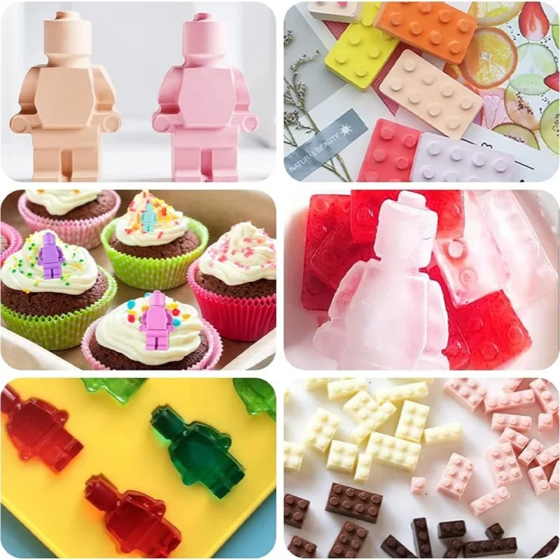 Nowy robot silikonowy blok formy do świec silikonowe formy czekoladowe kostki lodu taca DIY Cupcake Topper kreatywna dekoracja urodzinowa