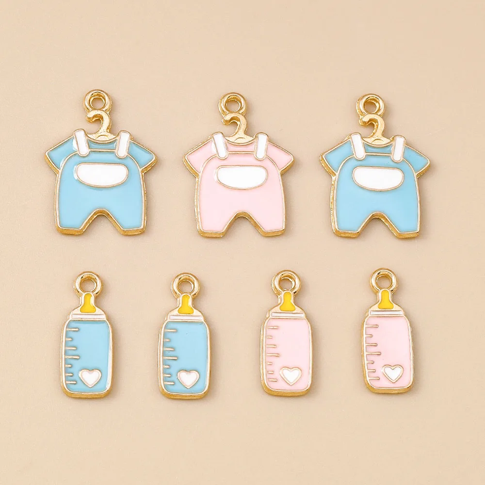 Leslie 10 قطعة ملابس الطفل لطيف زجاجات تستخدم في الرضاعة قدم الجوارب مريلة المعلقات ل سوار ذاتي الصنع قلادة صنع المجوهرات الإكسسوارات