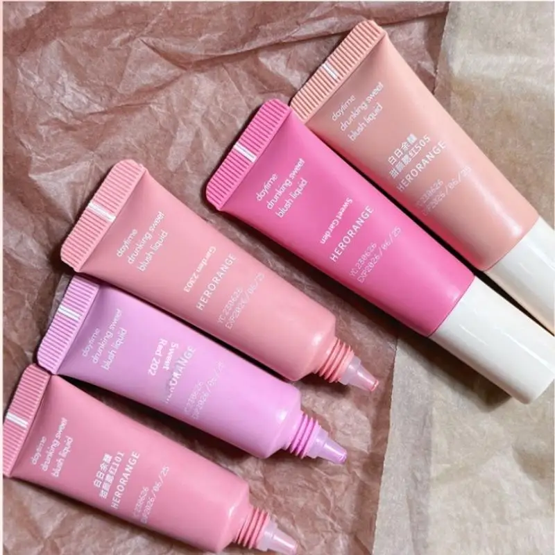 HERORANGE Verhelderende vloeibare Blush Pigment Tube - Hydraterende langdurige Rouge Blusher voor gezichtsmake-up