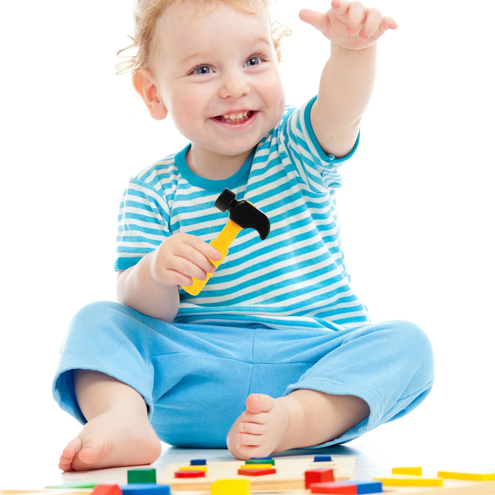 Martillo para niños, herramientas de mazo de plástico, juego de simulación seguro para niños pequeños, herramienta de aprendizaje para el desarrollo temprano, 10 Uds.
