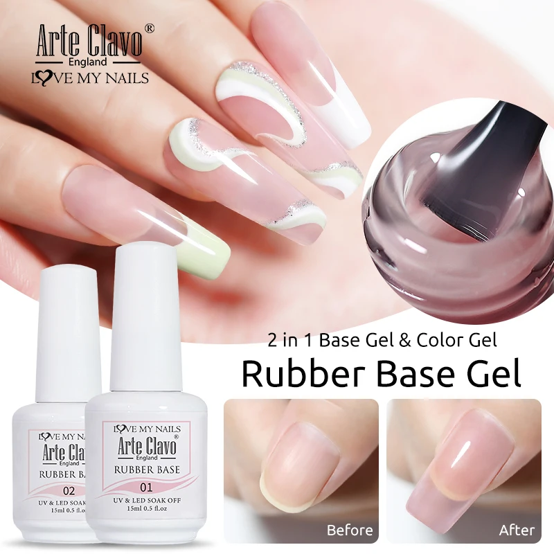 Arte Clavo 15ml Rubber Base For Gel Polish Top Base Coat Semi Permanent Gel Nail Polish Manicure Gellak UV Varnishes Nail Primer