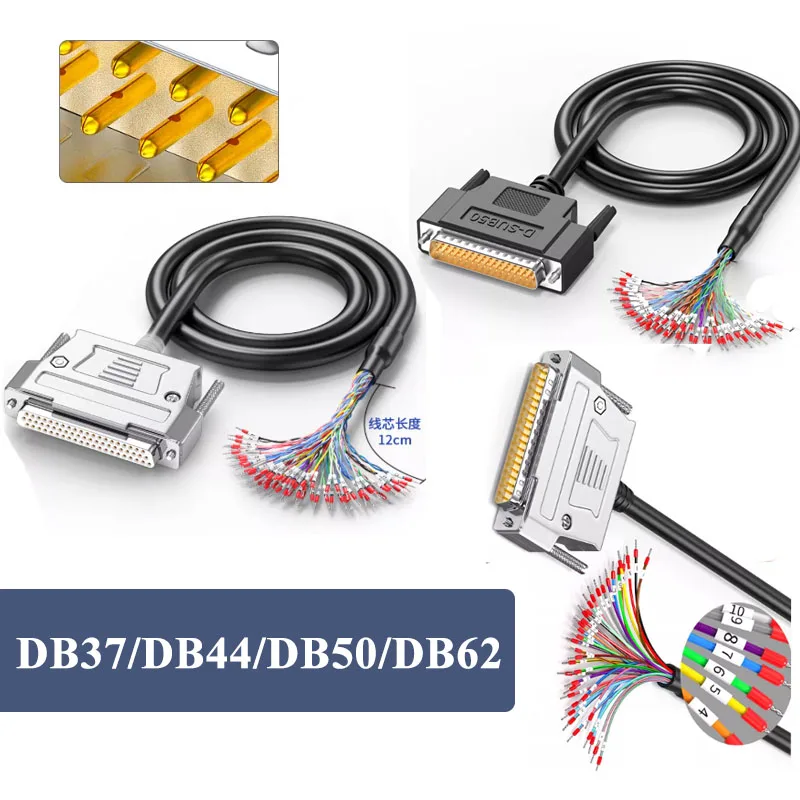 Cable de Conexión DB37/44/50/62 con Blindaje, Línea de E/S DB44 DB62 con Tubo Numerado, Cable de Terminal DB37 DB44 DB50 DB62, Cable HDB44