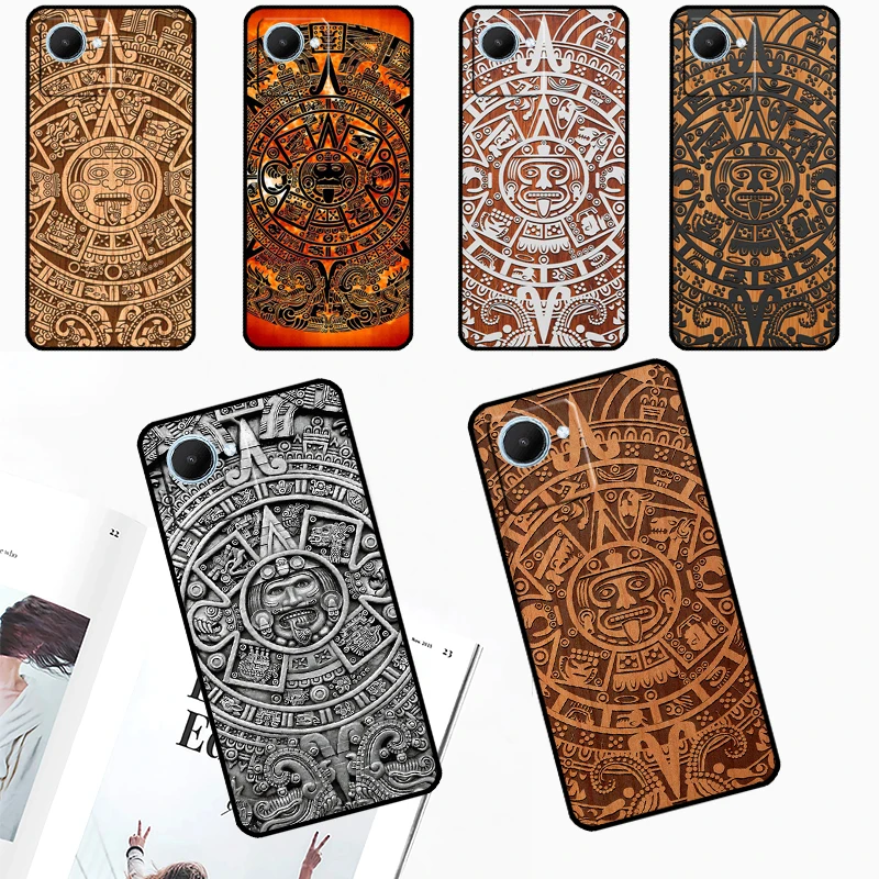 Mayan Calendar Wood Pattern For Realme GT 5 Pro GT3 Neo5 9 10 11 12 Pro Plus C25s C21Y C30 C31 C33 C51 C53 C55 C35 Case