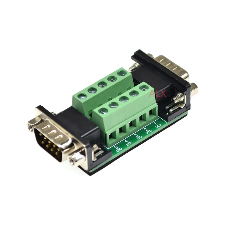 1PCS Double DB9 9PIN male female serial port connector to terminal block adapter D-SUB COM RS232 TO RS485 converter Board 