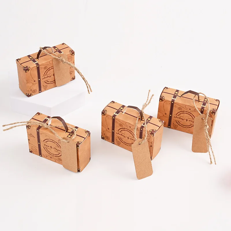 Mini Travel Suitcase Candy Box Paper Chocolate Favor Gift: 10Pcs Packaging Bag Wedding Birthday Party