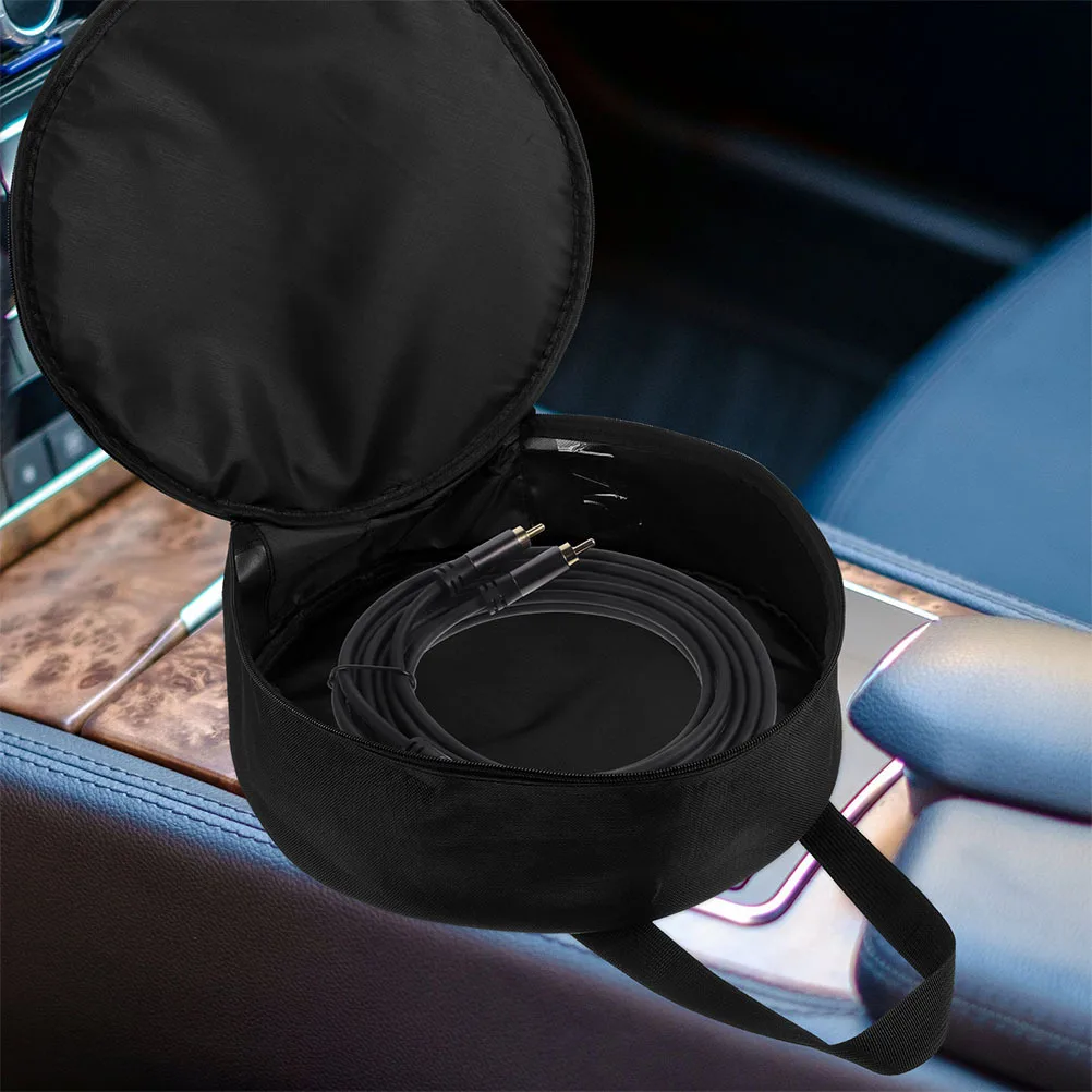 

Автомобильная сумка для инструментов, портативная утолщенная круглая сумка для хранения, органайзер для зарядного кабеля большой емкости, защитный чехол для хранения кабеля