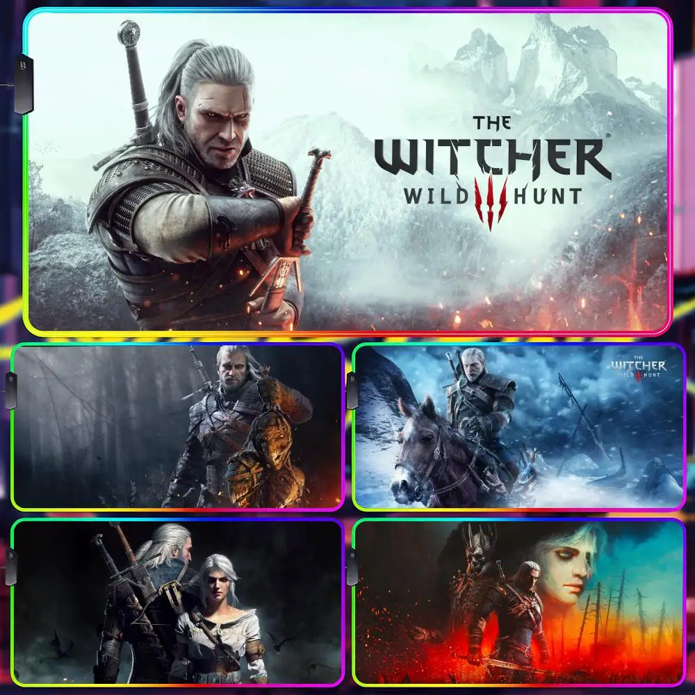 

Коврик для мыши T-The W-Witchers 3, светящийся в темноте, светодиодный, игровой, RGB, для стола, для клавиатуры и мыши ПК