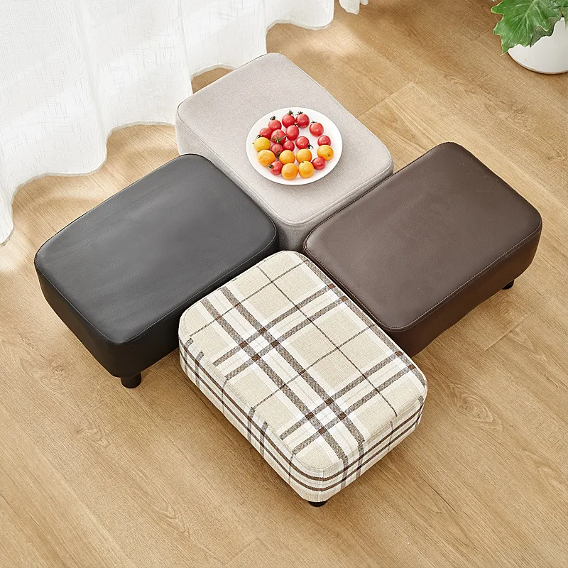 Rectangle Foot Stool Linen Sofa Foot Rest Stool Household Change Shoe Stool Small Low Footstool For Home Living Room Entryway