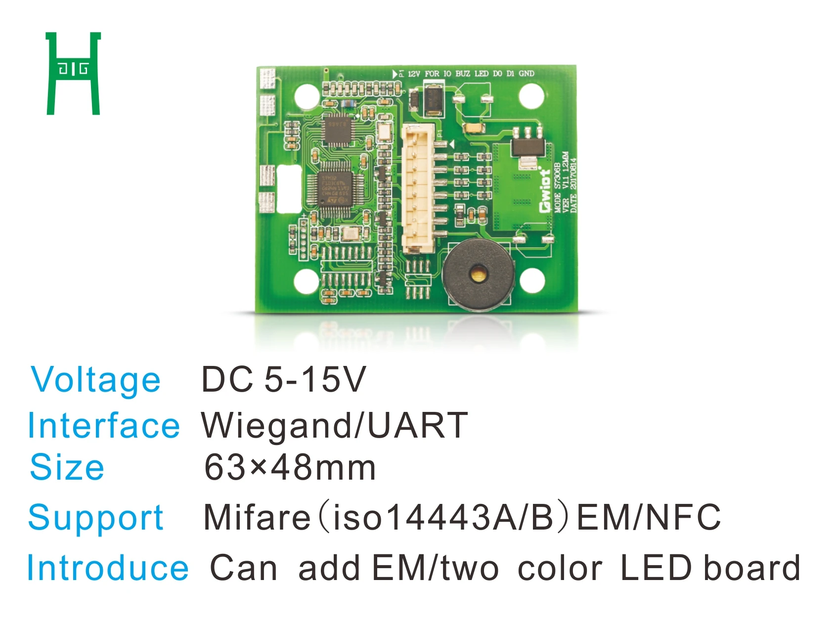 Mifare,EM,NFC, RFID, Output  Wiegand26/34, Access Control Card Reader Module, Anti-Copy，Can Custom Made Desfire, OEM,12V