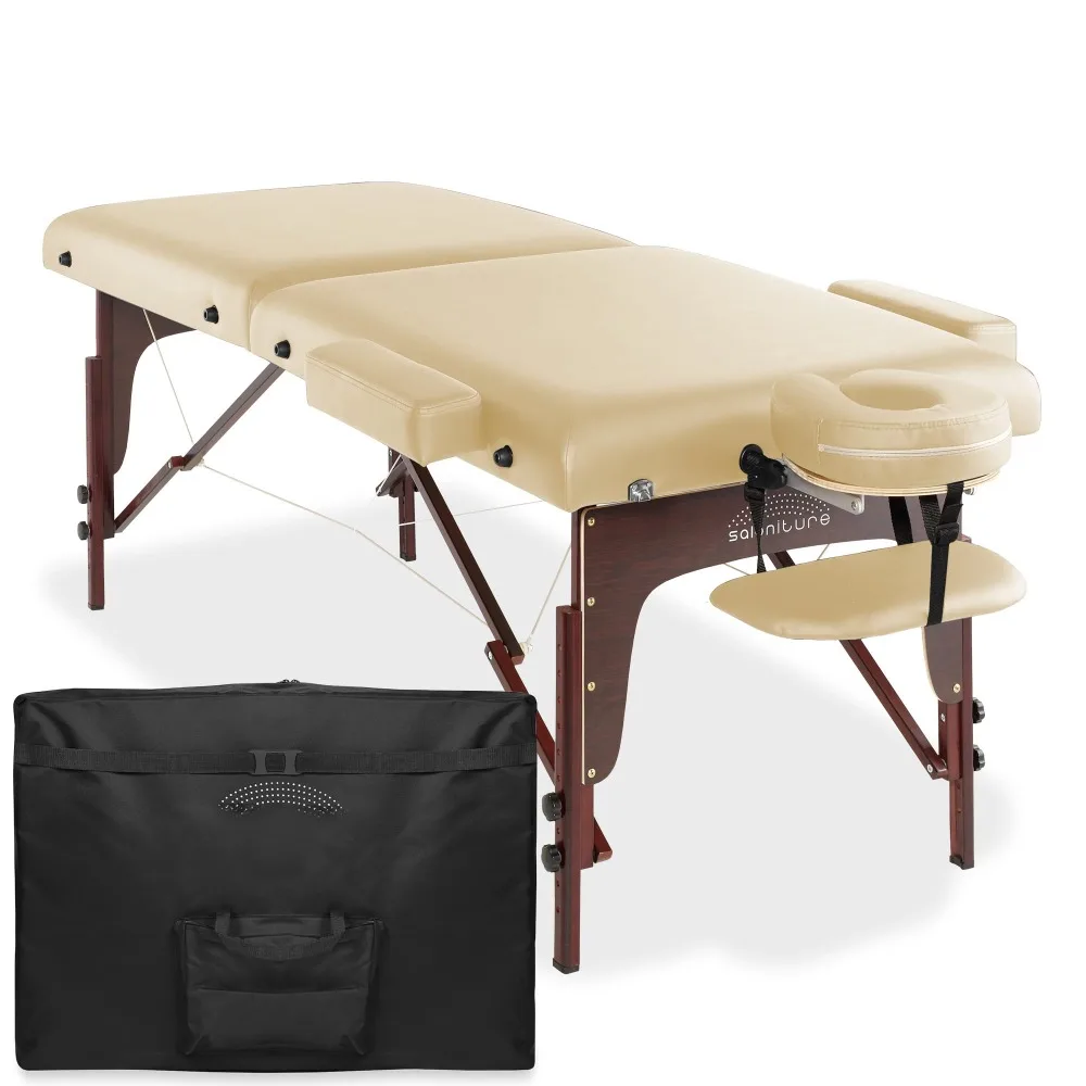 Portable Lightweight Fold Memory Foam Massage Table with Reiki Panels,Includes Headrest, Face Cradle, Armrests and Carrying Case