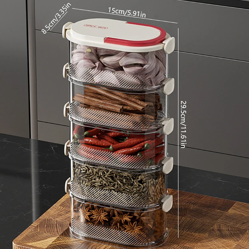 Kitchen Spice Storage Box Onion Ginger Garlic Fresh-keeping Box Multi-layer Food Sealing Moisture-proof Packaging Tank Household