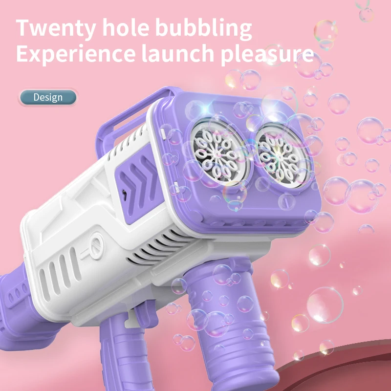 20/ 30 Holes Automatic Bubble Gun Maker Machine Soap Bubble Blower Rocket Bubble Gun Outdoor Party Games for Gardens Kids Gift