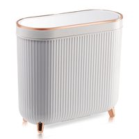 Plastic Trash Can Wastebasket with Press Type Lid,12 Liter Trash Bin for Bathroom,Powder Room,Bedroom,Kitchen,Craft Room
