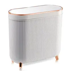 Plastic Trash Can Wastebasket with Press Type Lid,12 Liter Trash Bin for Bathroom,Powder Room,Bedroom,Kitchen,Craft Room