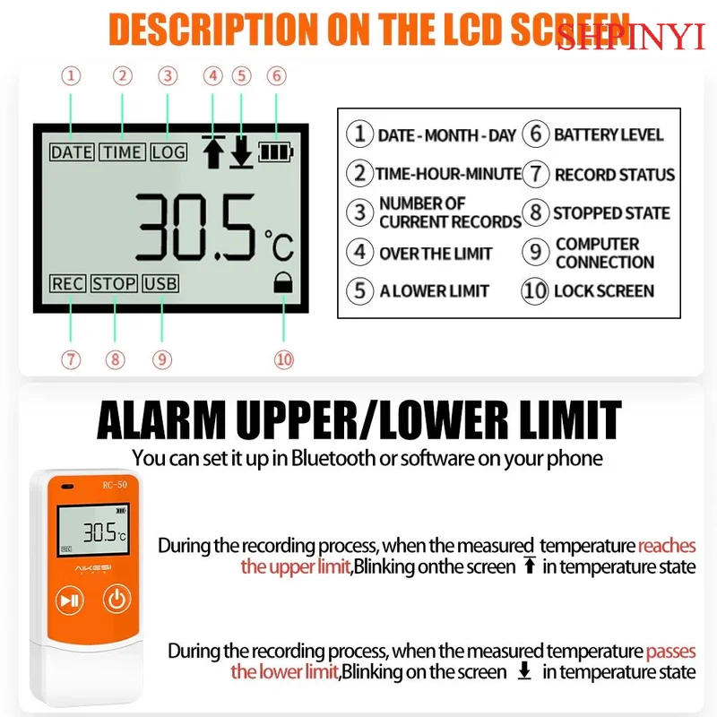 AIKESI RC-60 Hot-Sale Temperature and Humidity Recorder 50000 Groups Data Logger in Stock Data Logger Temperature