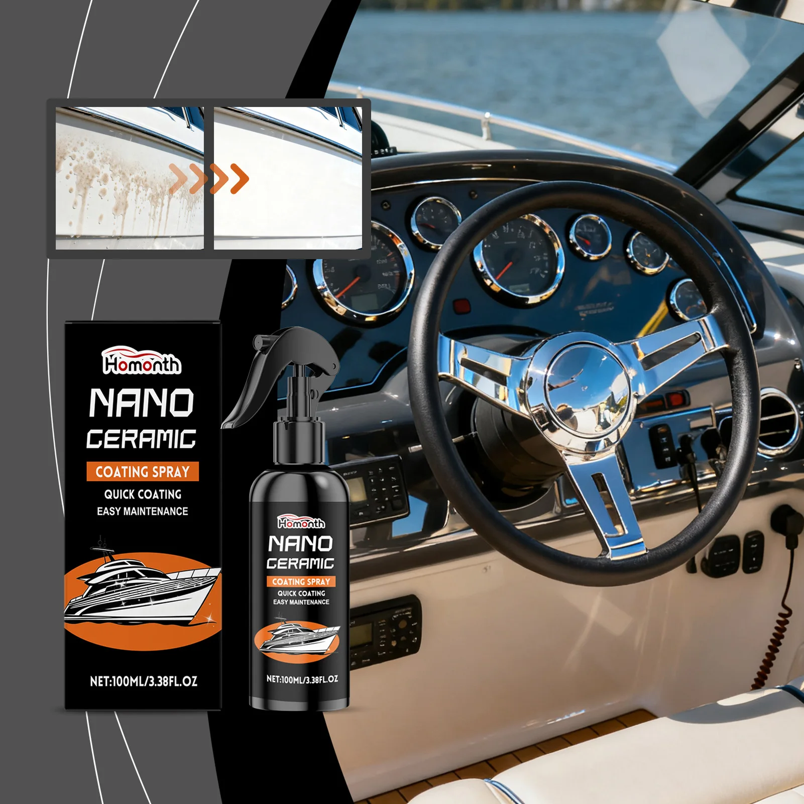 Car Paint Nano-ceramic Coating Spray Ultimates Hydrophobic Protection & Shine. After Car Wash For Quick Detail