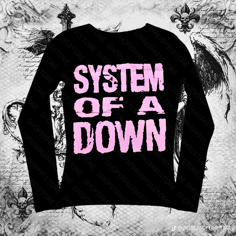 Y2k Top for Women Clothing Female Baby Tees Y2k Tops Emo Anime Girl Graphic T Shirts Women's Cropped Goth Long Sleeve Kawaii