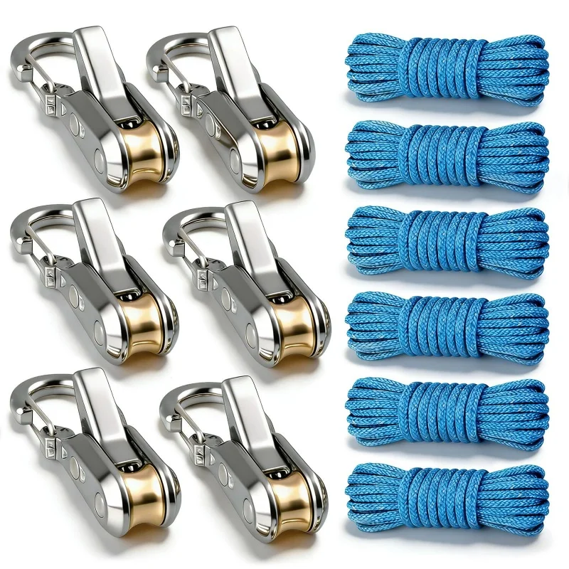 Rope Tying Tool And Tensioner with Roller Tensioner Heavy-Duty Retractable Buckle for Camping Boating Home Storage Outdoor Tool