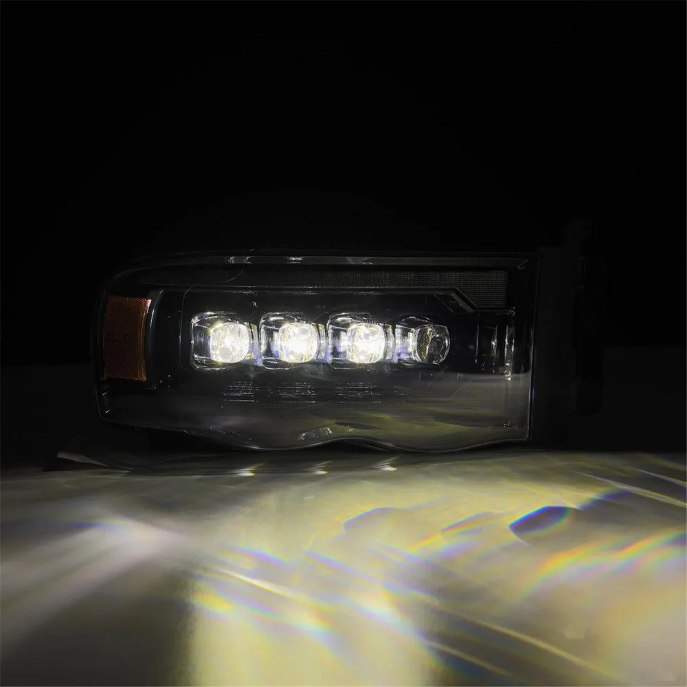 Fit 02-05 Dodge Ram NOVA-Series LED DRL Projector Headlights Pair Alpha-Black
