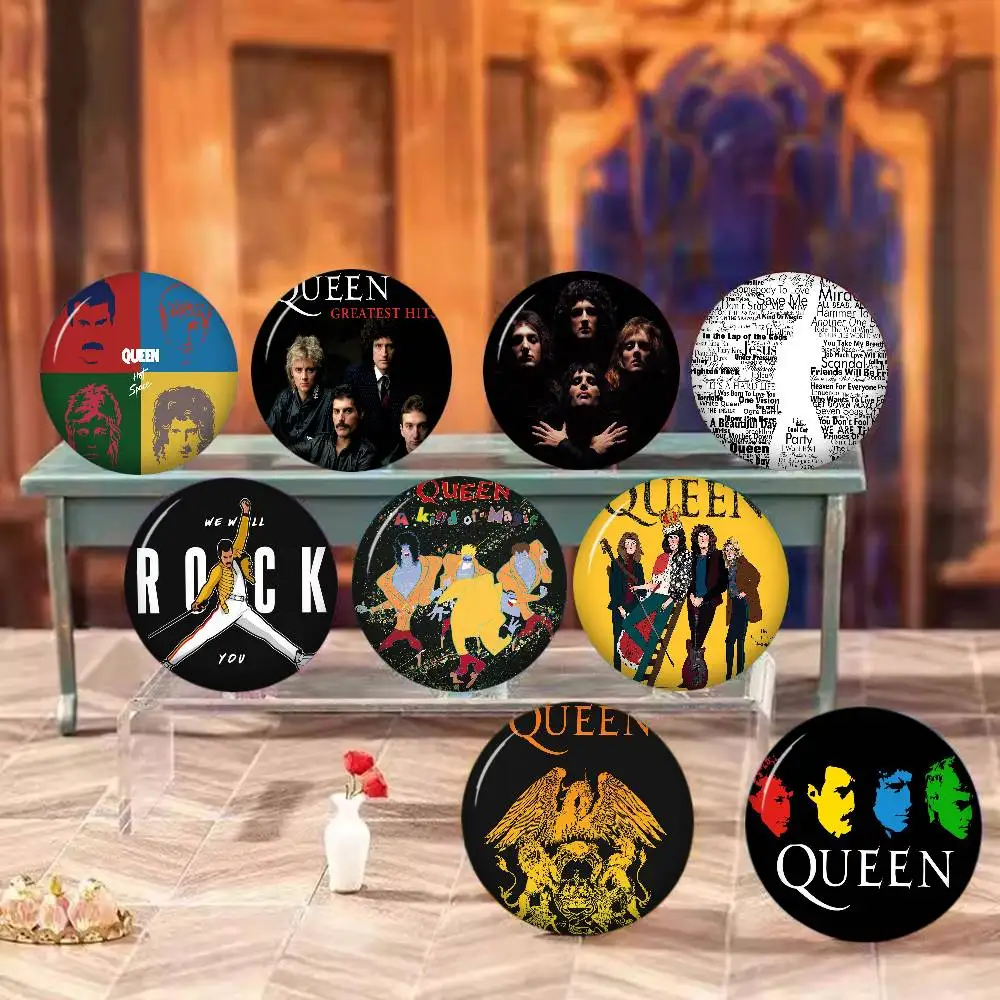 Freddie Mercury Queen Cartoon Brooches Anime Badge Round Handmade Brooch Lapel Pins Jewelry for Backpack Clothes Gifts