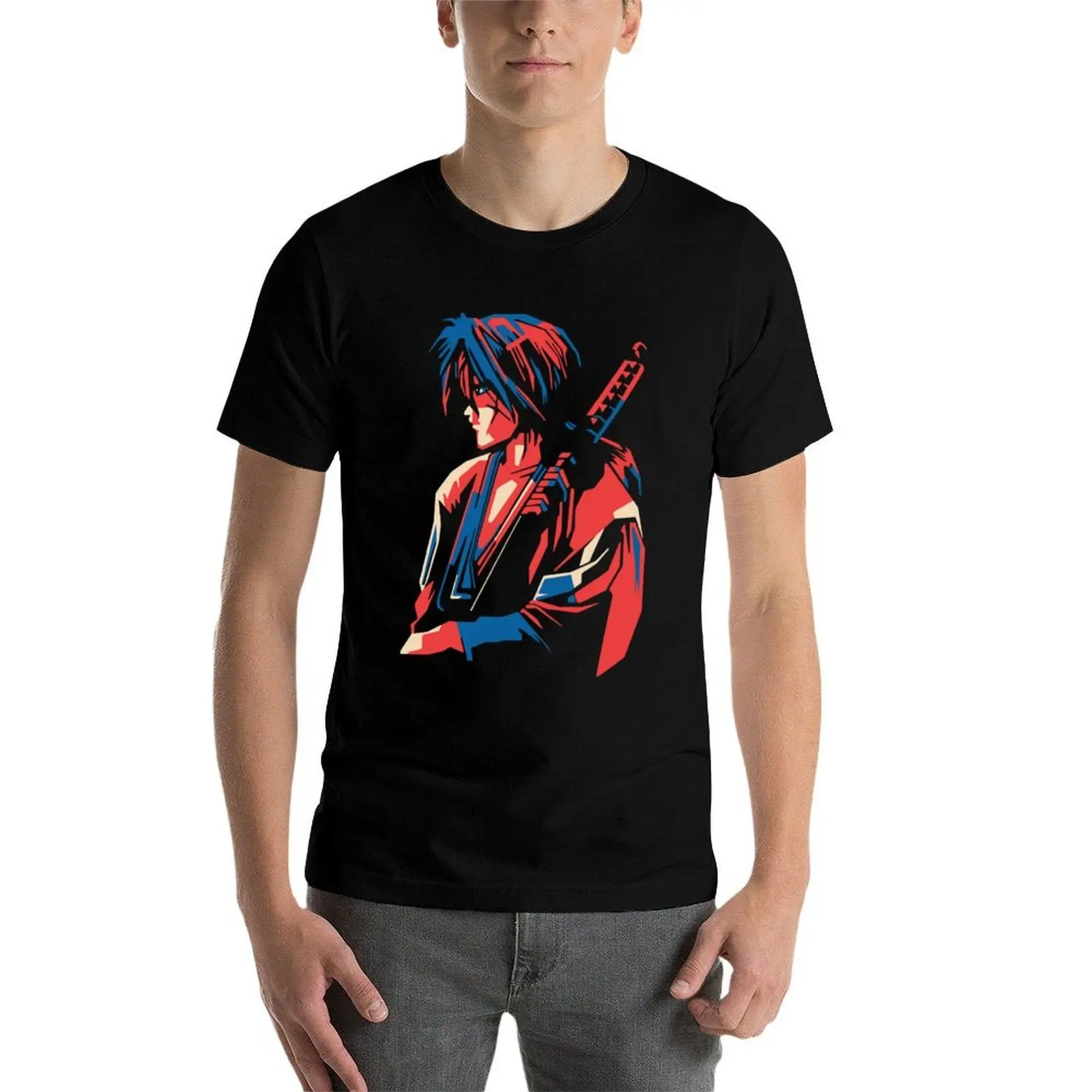 Rurouni Kenshin Retro Vintage ANIME CARTOON MANGA T-Shirt printed t shirts for man anime tshirt t