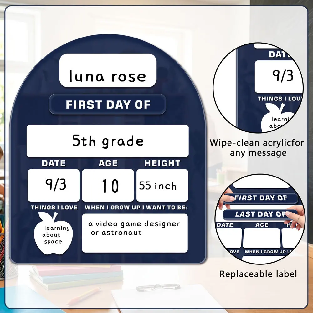 Photo Prop Sign for First and Last Day of School with Dual Text Options and Smooth Construction for Repeated Use