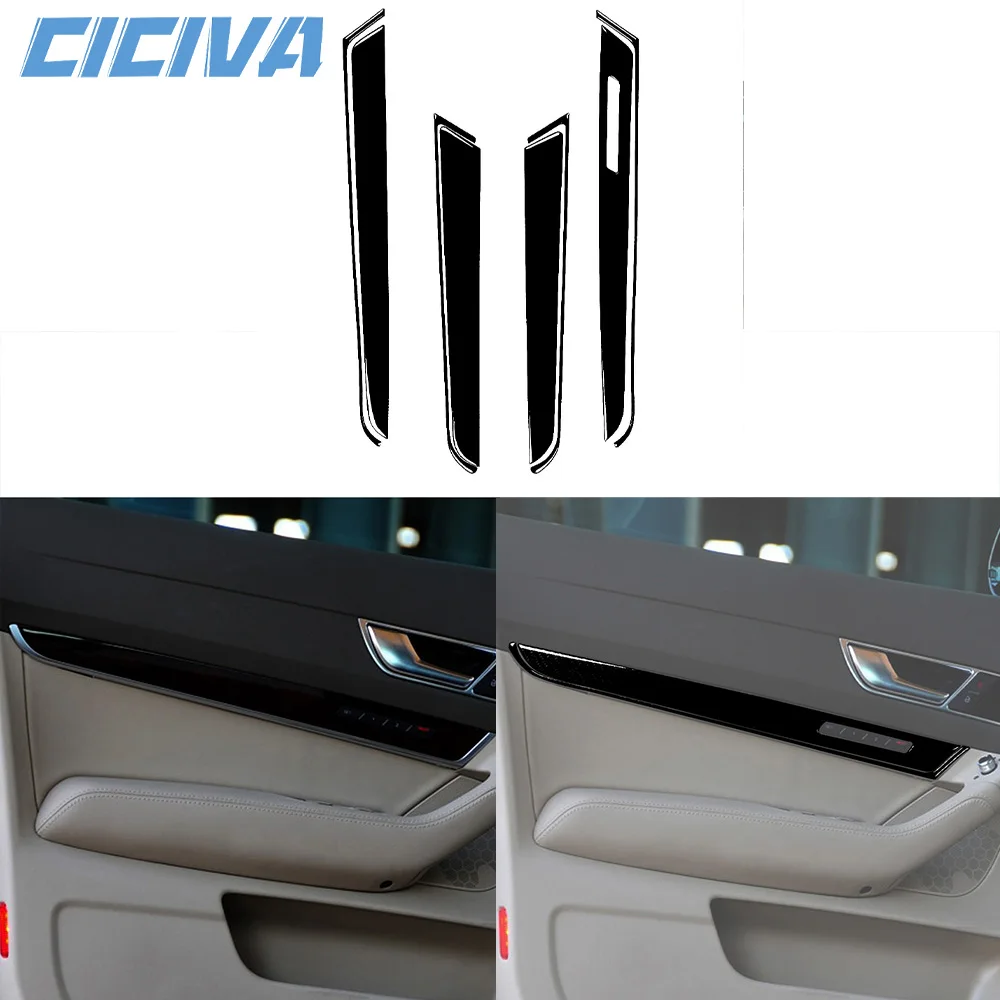 

For Audi A6 S6 C6 2005-2011 Piano Black Door Panel Decoration strip Car inside Trim Accessories Sticker