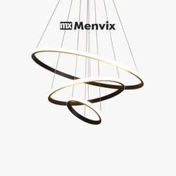 Menvix Modern Pendant Lamp Led Rings Circle Hanging Chandelier White Loft Living Dining Room Kitchen Indoor Lighting Fixture