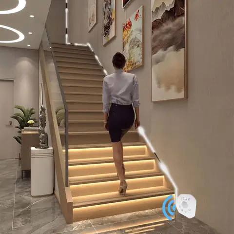 Bländande ljusremsa LED-rörelsesensorlampa inomhus under sängen lampor under skåp för varmvit LED-garderobsbelysning 8 best sales säng led - №6