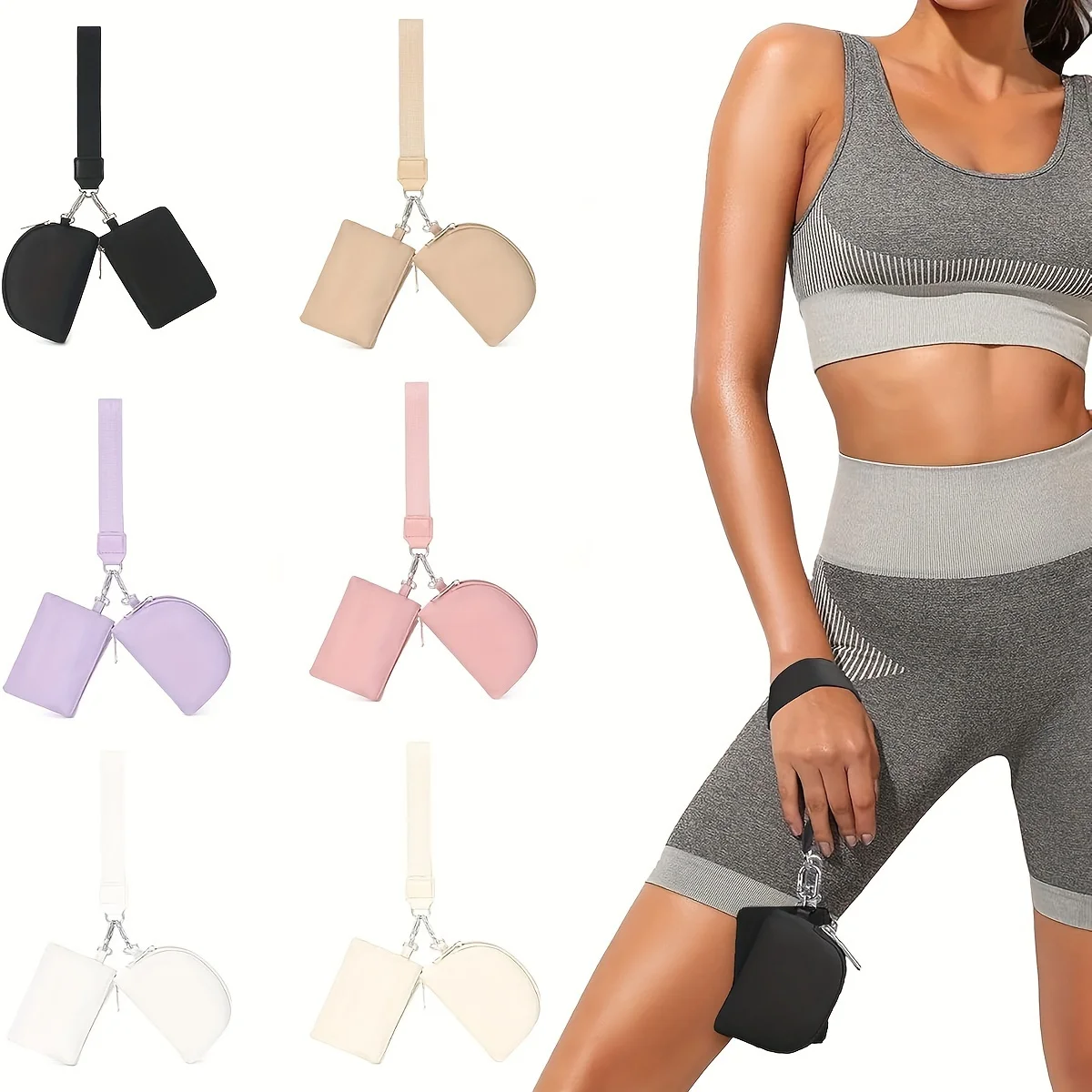 

Портативная визитница 2-в: многофункциональный мини-кошелек для монет, на молнии, ремешком на запястье и брелке, для хранения банковских карт.