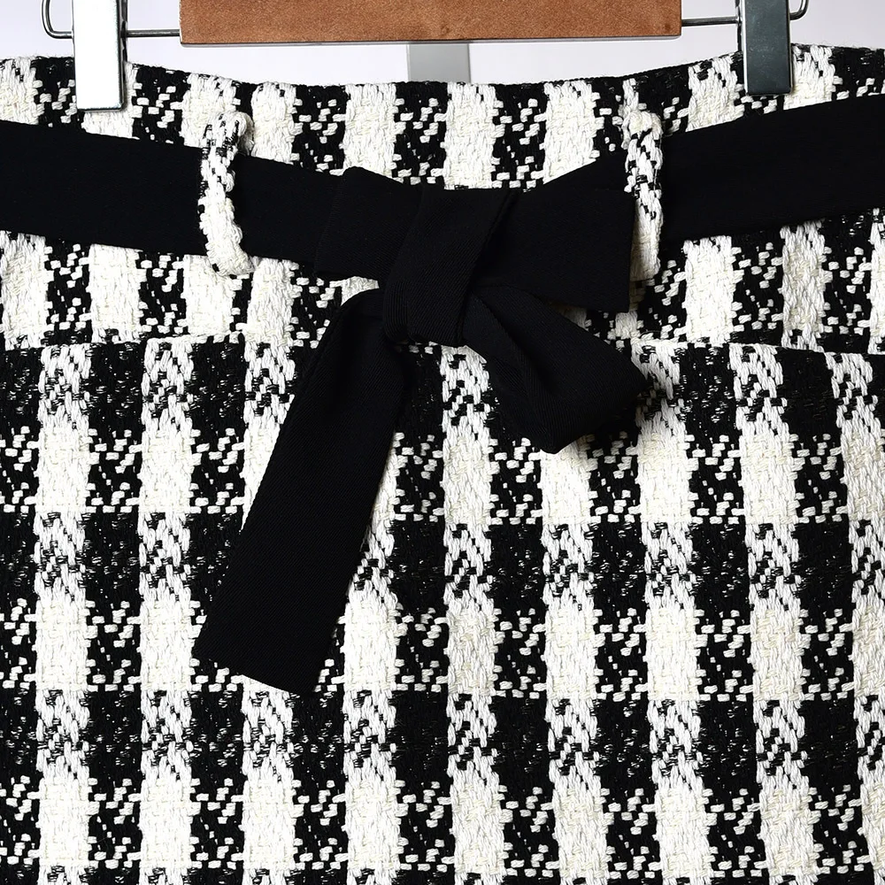 ​ ​ チェック柄ツイードショーツ女性ハイウエスト巾着ウエストエレガントフェミニンモダンクラシック市松模様 ​ ​