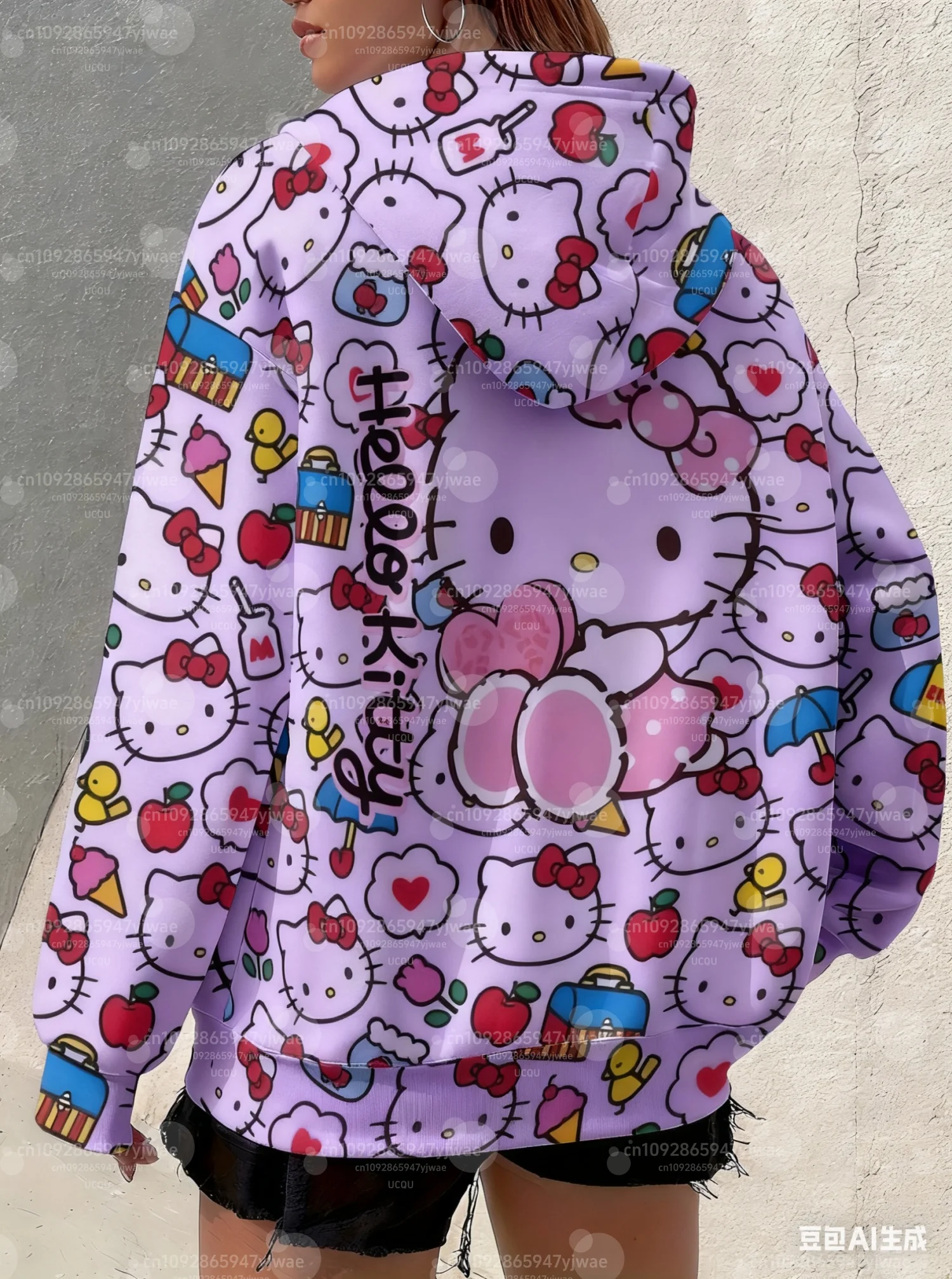 2025 ثلاثية الأبعاد الكرتون مرحبا كيتي طباعة المرأة الجرافيك هوديي مقنعين البلوز مقنعين كل مباراة هوديي الإناث النساء الملابس