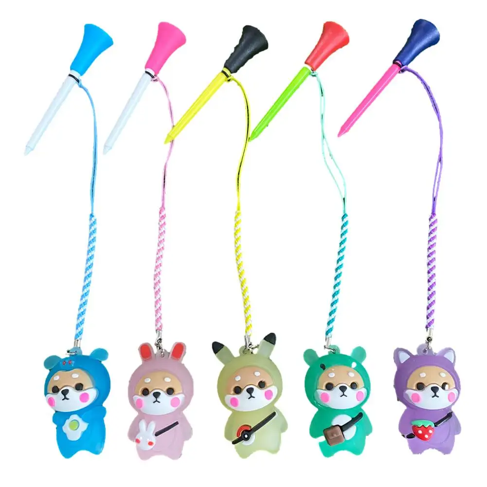 1 Stück Golf-Gummi-Tees mit Blinklicht, niedliches Cartoon-Design, verhindert Verlust, Golfballhalter mit geflochtenem Seil, Outdoor-Golfzubehör – Detail 1