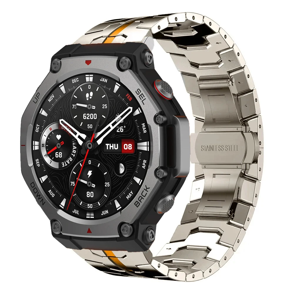 Para amazfit T-REX 3 banda de metal pulseira de negócios para amazfit t-rex 3 protetor filmes de vidro cinta pulseira de aço inoxidável