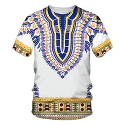 Summer African Men's Clothing Dashiki T-shirt Traditional Clothing Short Sleeve Casual Retro Street Clothing Retro Ethnic Style