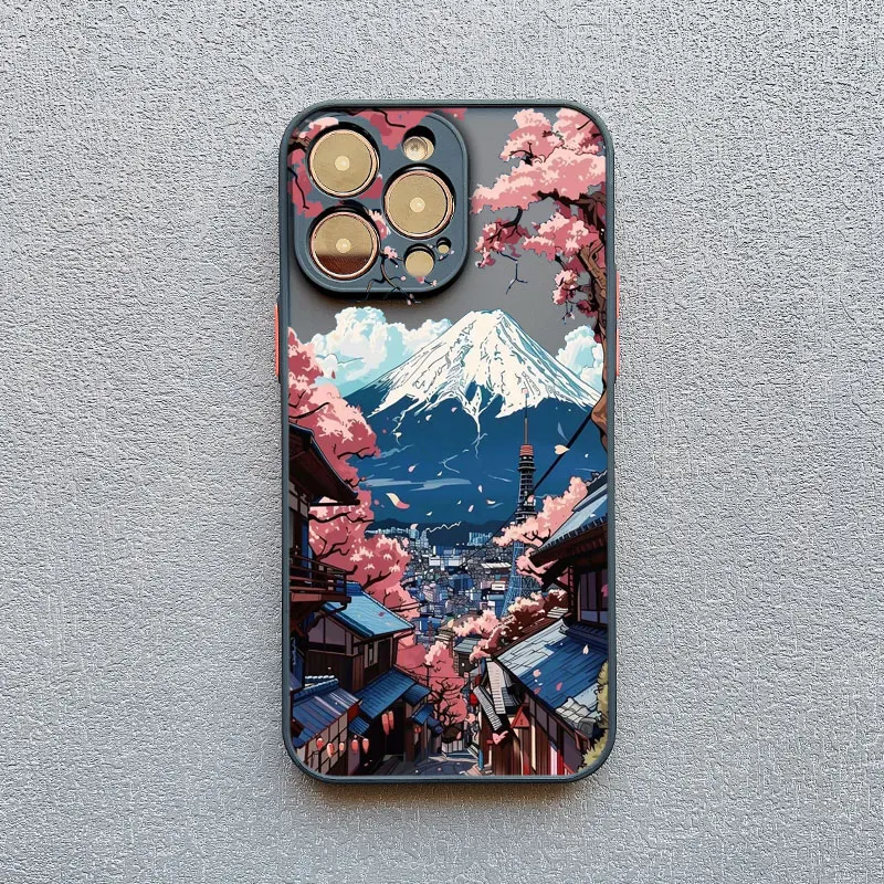 Japanische Mount Fuji Scenic Area Handyhülle für iPhone 16 17 14 Pro Max Plus 13 12 11 Mini 15 Pro Max XR XS X Rückseitenabdeckungen – Detail 3