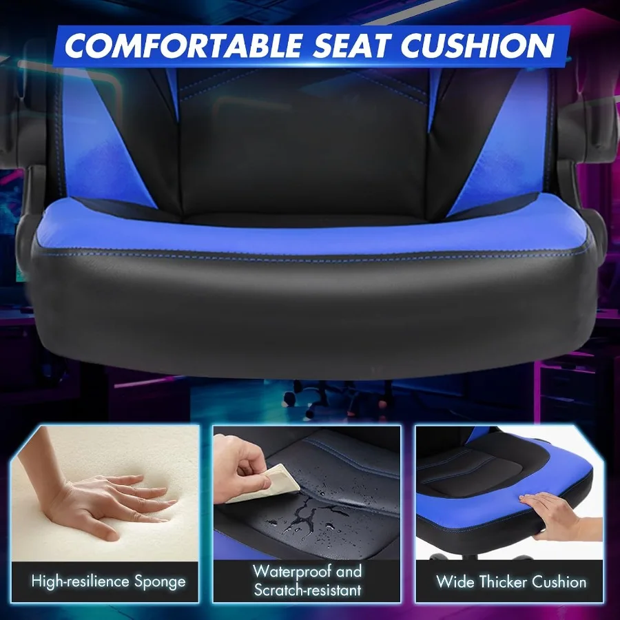 Computer Desk Chair, Lumbar Support Video Game Chair PU Leather - view 5