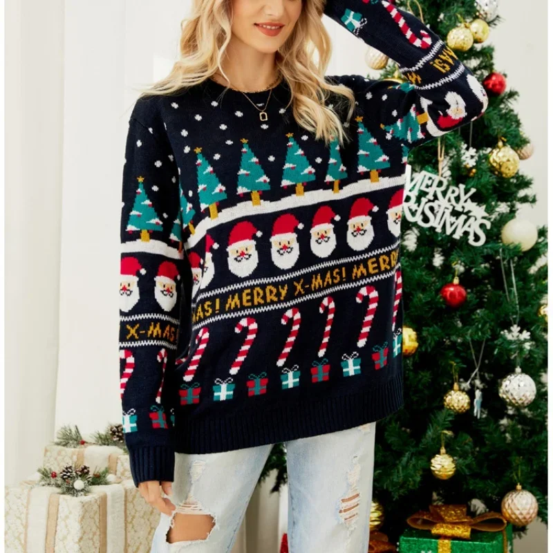 

Christmas Cartoon Sweater for Women, Warm Soft Loose Knitwear, Holiday Look Casual Pullover & Xmas Gift