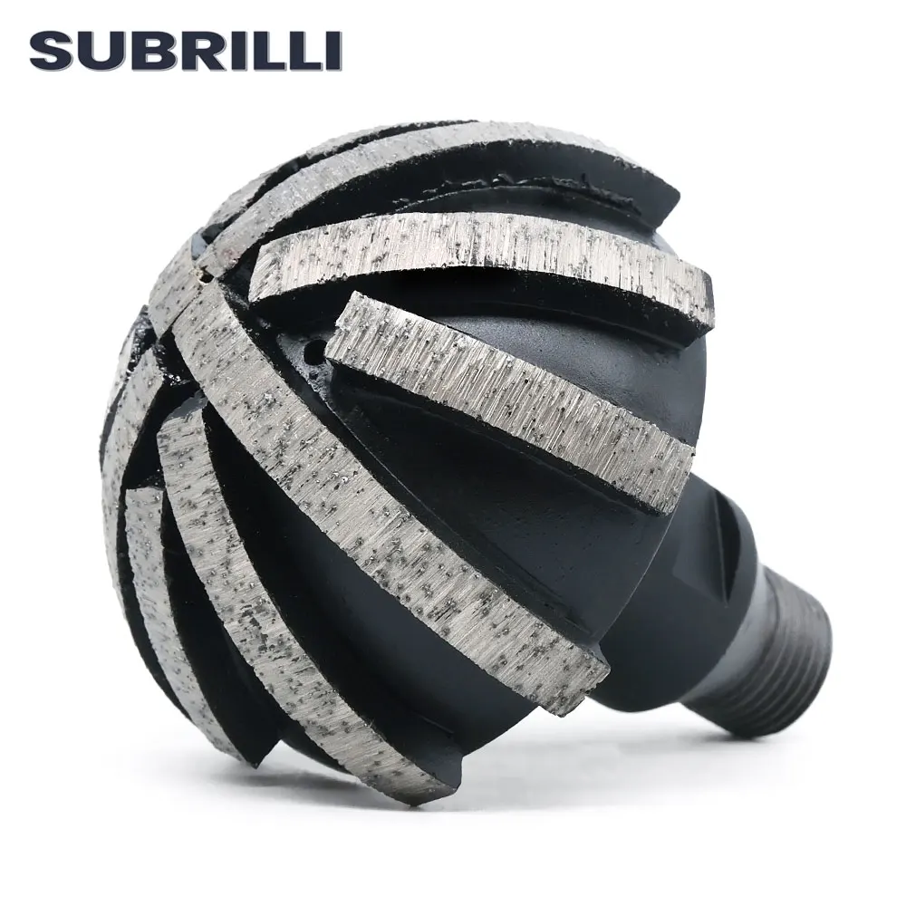 SUBRILLI D80 мм алмазные сегментированные фрезы с шаровой головкой, шлифовальный круг с резьбой 1/2 GAS для гранита, кварца, бетона, инструмента